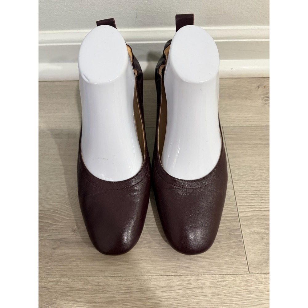 Everlane The Day Heel Burgundy Italian Leather Block Heel Round Toe Pumps 10